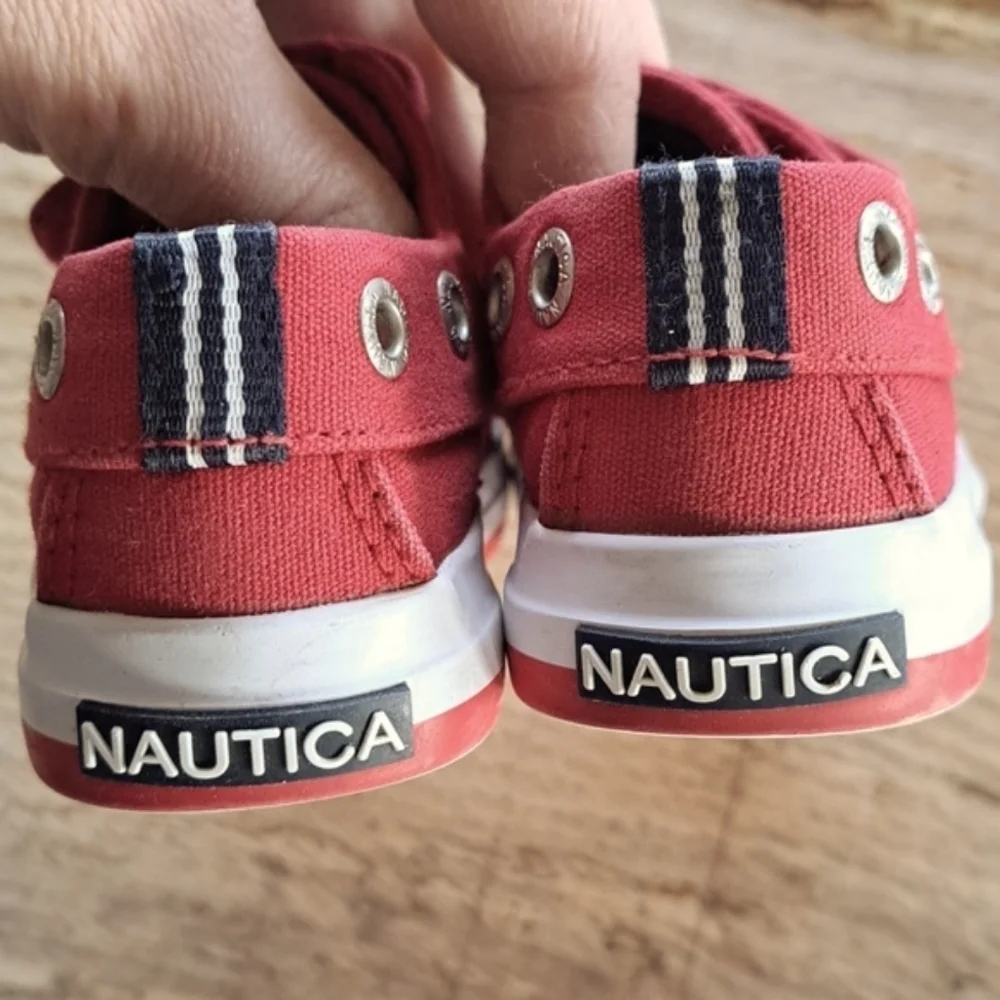 Nautica Baby Infant Velcro Strap Red Causal Loafers Nautical Boat Shoes